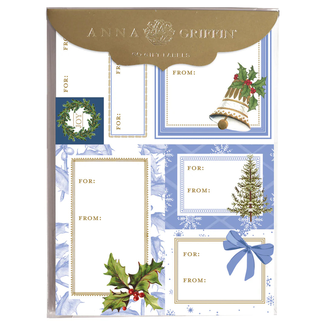Gift Tags Blue Bells and Bows- 72 count