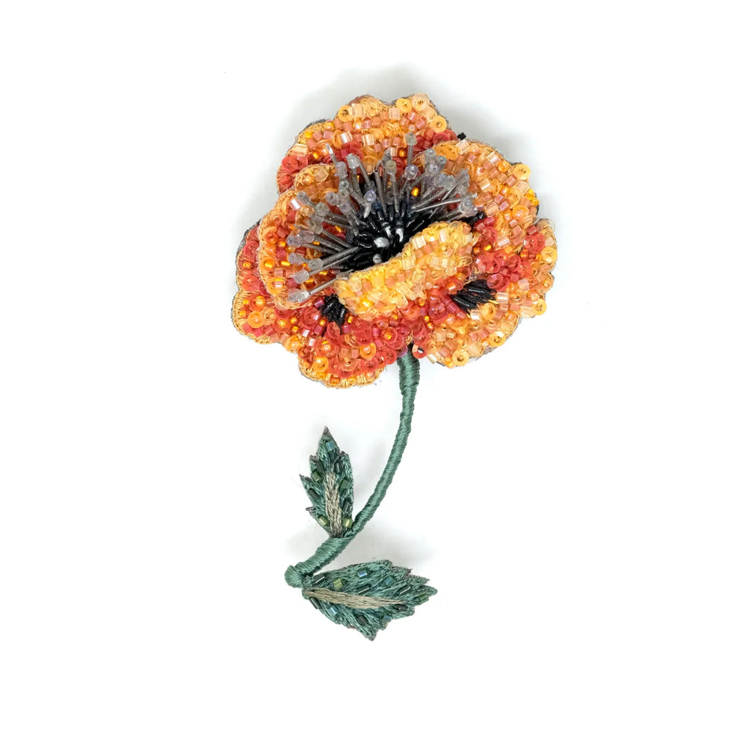 Golden Poppy Brooch Pin
