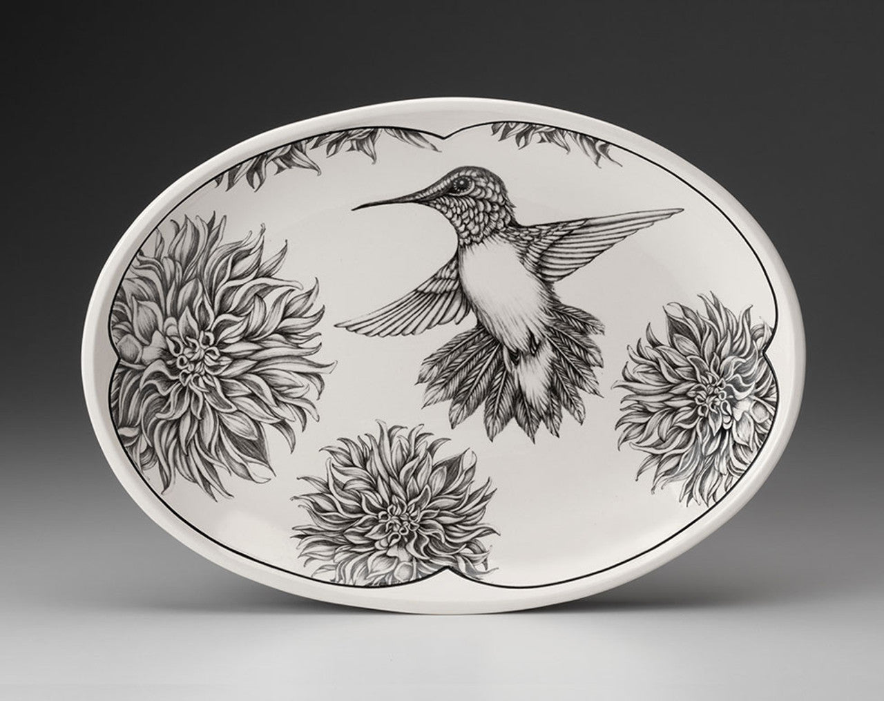 Laura Zindel Oval Platter- Hummingbird #1