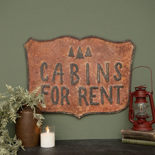 Cabins for Rent Metal Sign