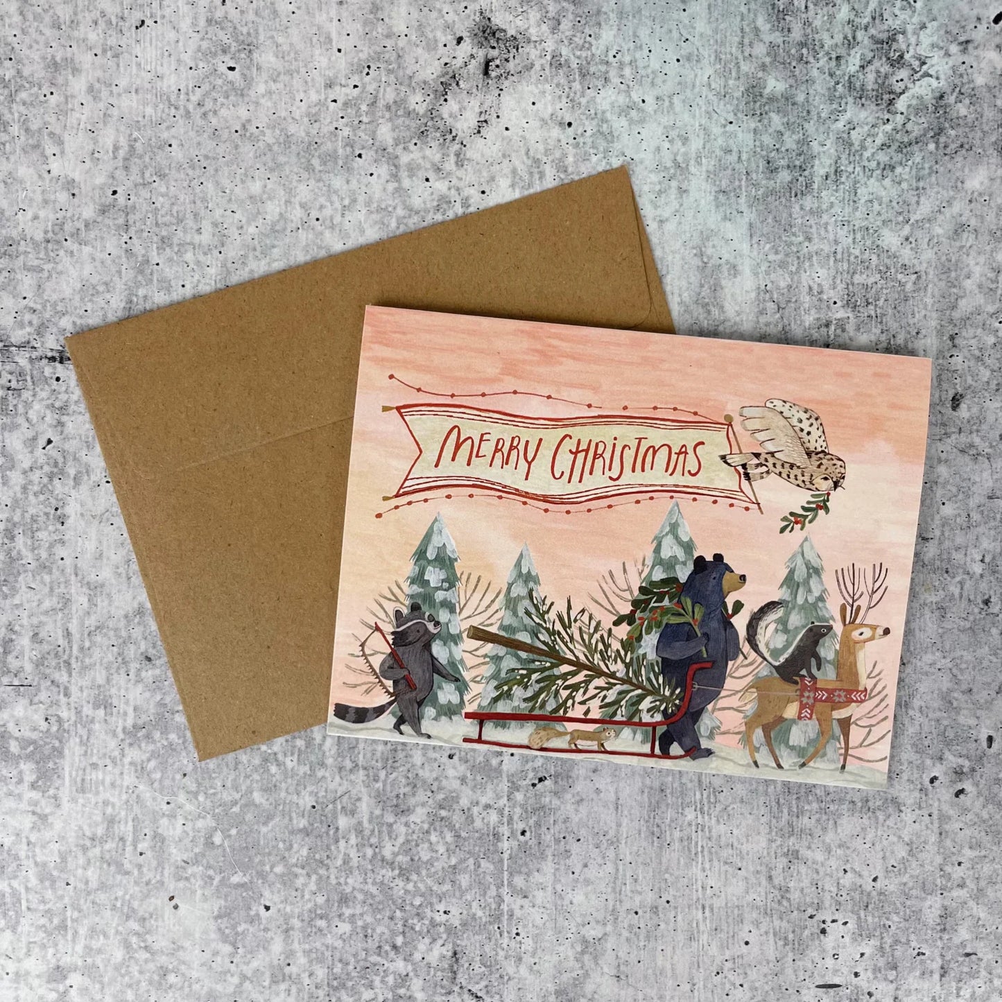 4.25 x 5.5” Tree Cutting Christmas Cards (Boxed Set)