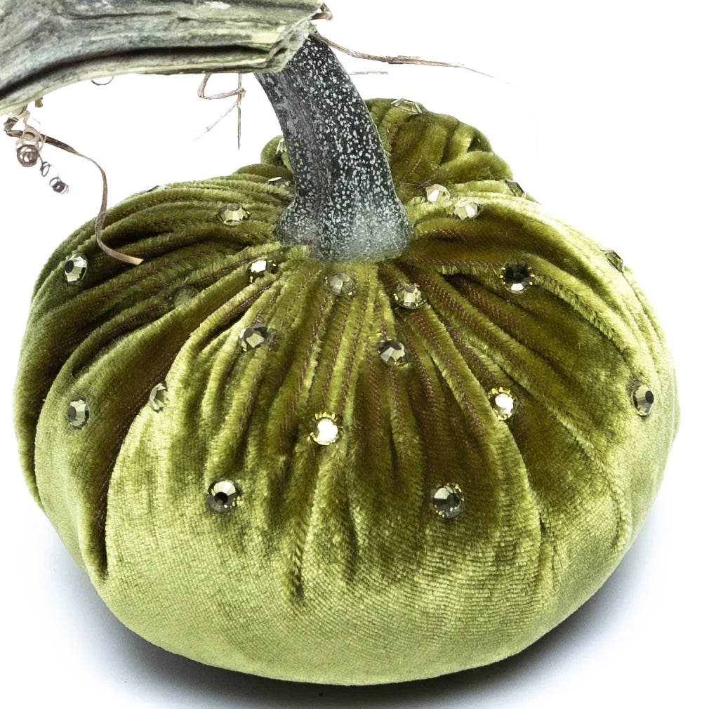4" Velvet Pumpkin with Crystals