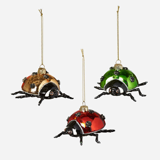 Ladybug Ornament, Glass 3.25