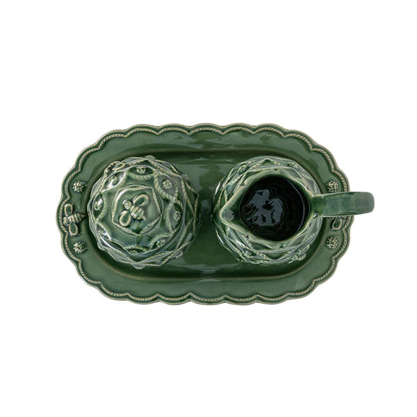 Jardins Du Monde Green Creamer/Sugar Set