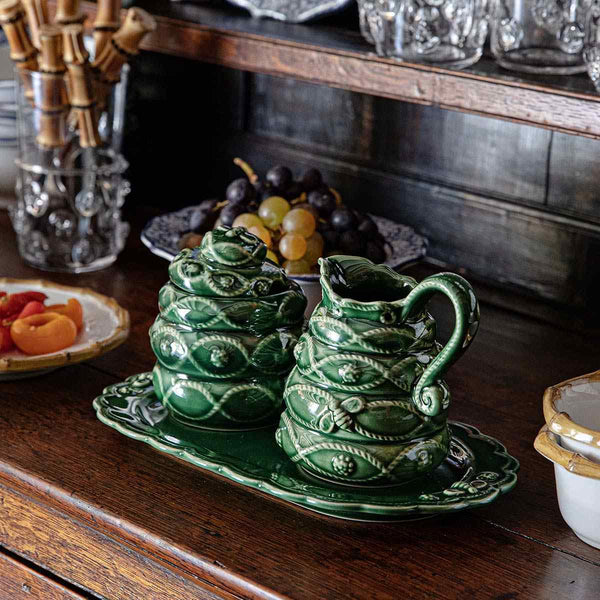 Jardins Du Monde Green Creamer/Sugar Set