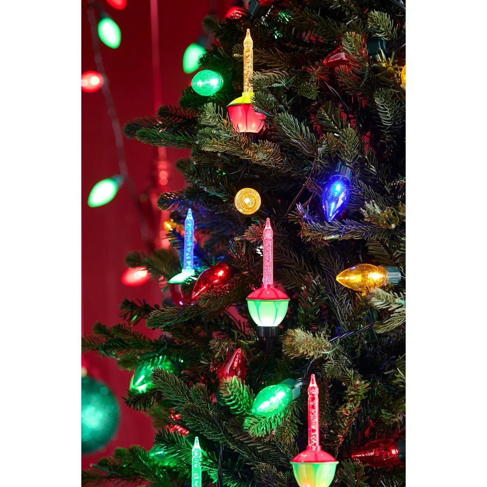 15' Connectable Faux Bubble Lights on Green Wire with 40 Multicolor Lights