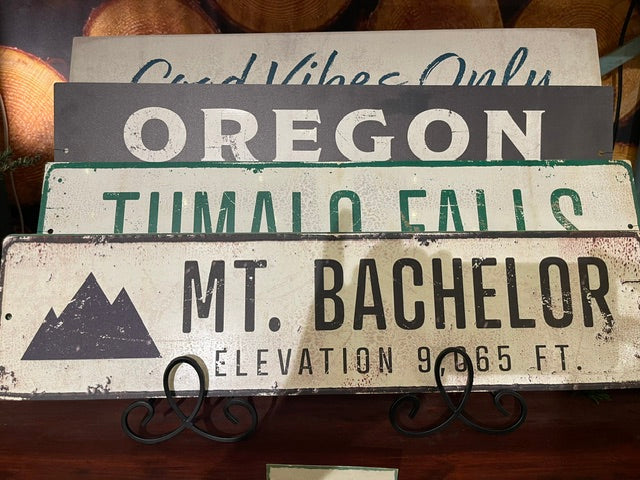 Mt. Bachelor w- Coordinates Sign, 24x6
