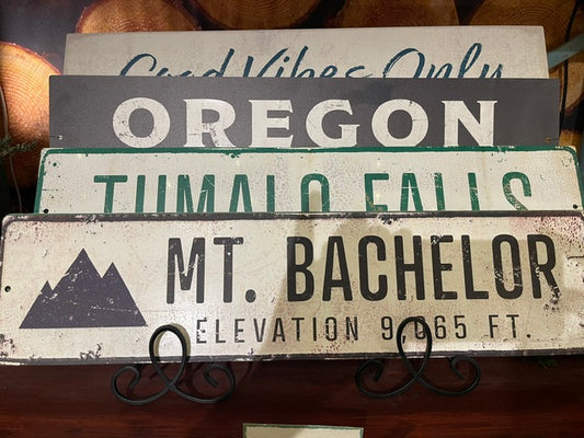 Mt. Bachelor w- Coordinates Sign, 24x6