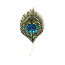 Load image into Gallery viewer, Peacock Feather Brooch Pin

