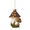 4" Glass Polka Dot Double Mushroom Ornament, Brown
