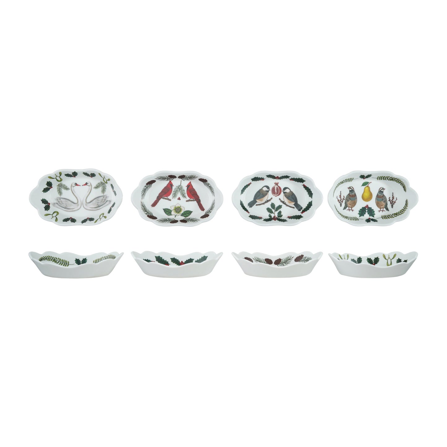 Melamine Scalloped Dish w- Seasonal Botanicals & Animals
