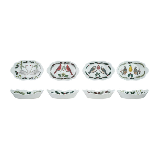 Melamine Scalloped Dish w- Seasonal Botanicals & Animals