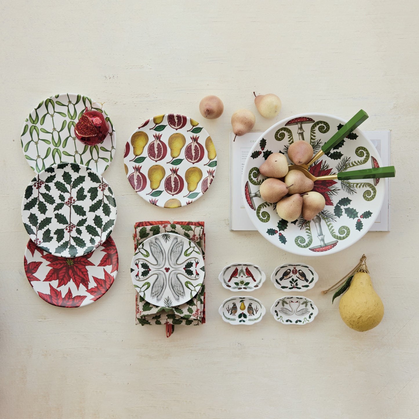 Melamine Serving Bowl w- Seeasonal Botanicals