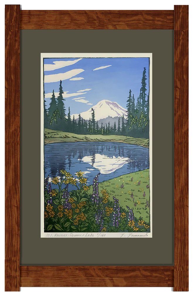 Mt. Rainier - Summer Lake Matted + Mortise & Tenon frame