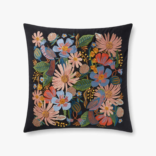 22"x 22 Black Dovecote Embroidered Pillow