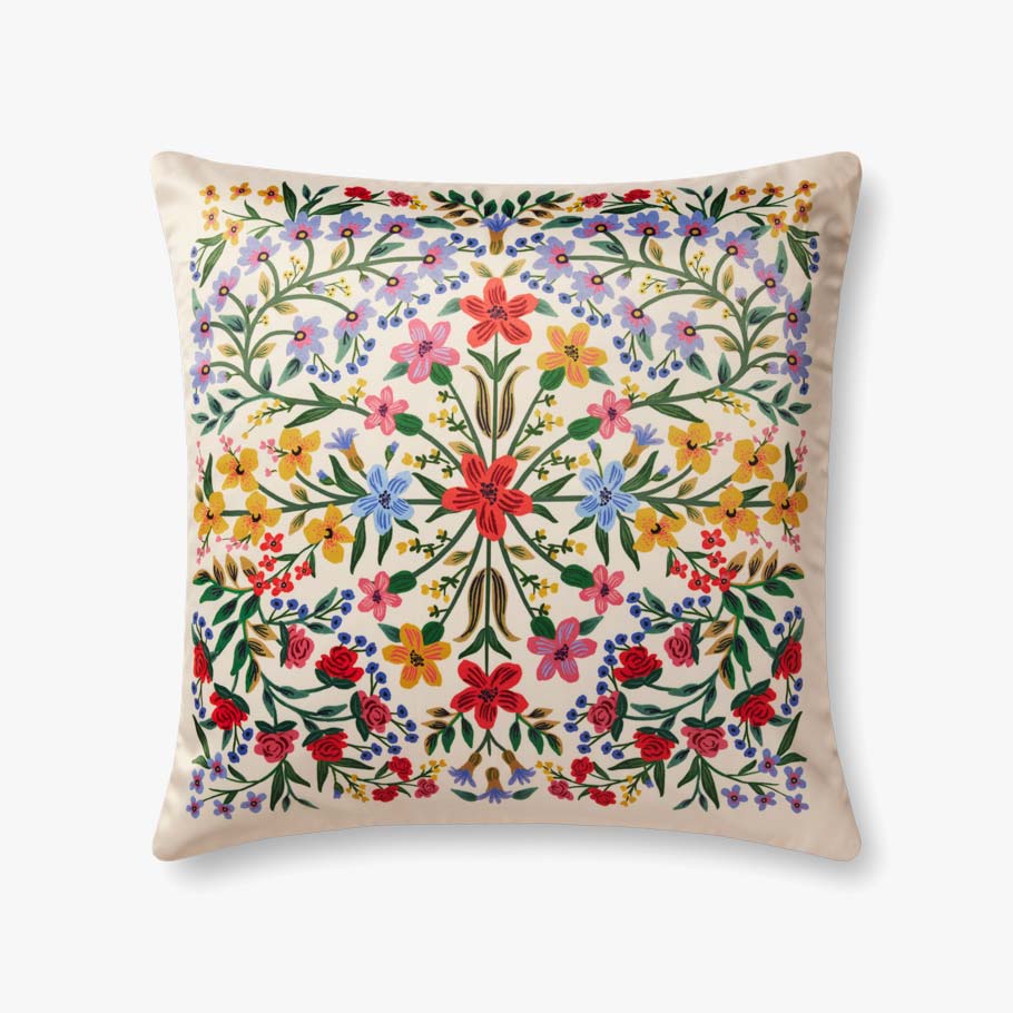 Floral Medallion 22" x 22 Cream Pillow