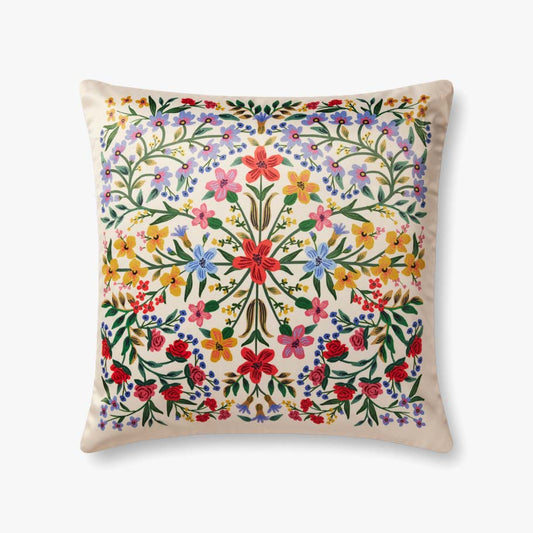 Floral Medallion 22" x 22 Cream Pillow