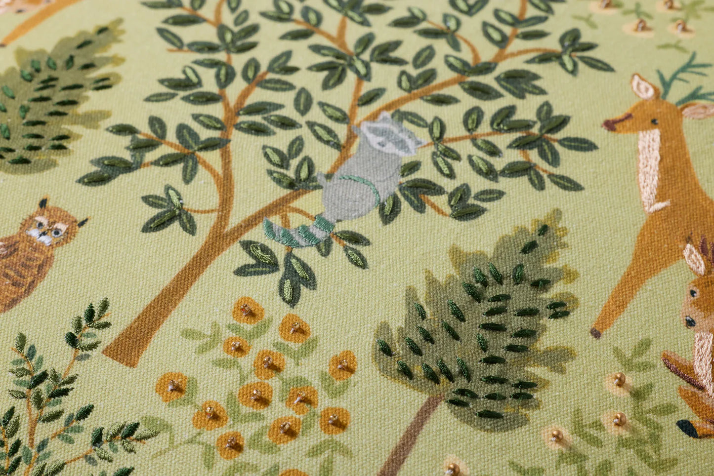 Forest Creatures Multi Color 22X22" Embroidered Pillow