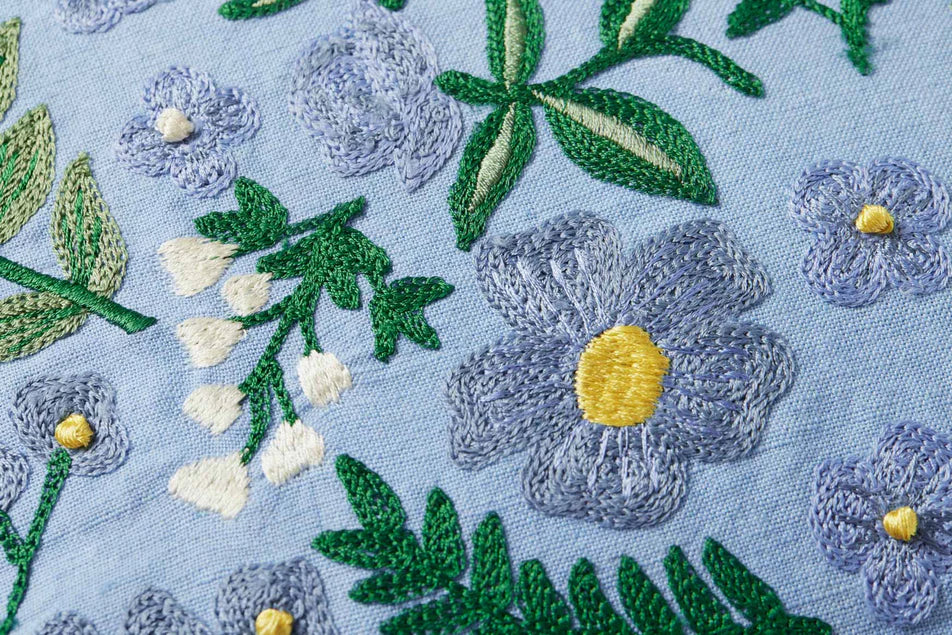Wildwood Garden Periwinkle 13x21" Embroidered Pillow