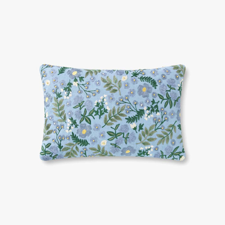Wildwood Garden Periwinkle 13x21" Embroidered Pillow