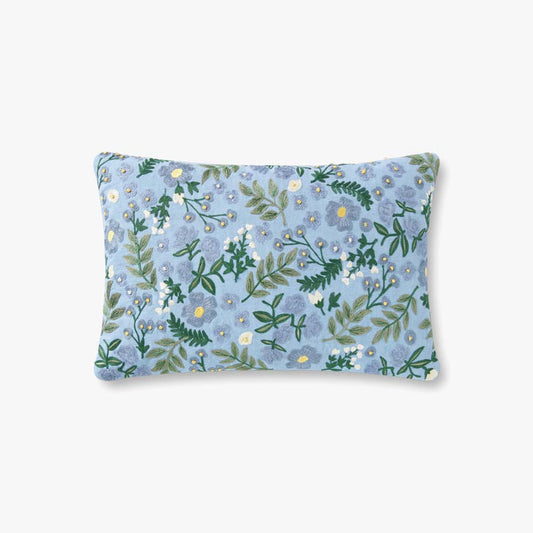 Wildwood Garden Periwinkle 13x21" Embroidered Pillow