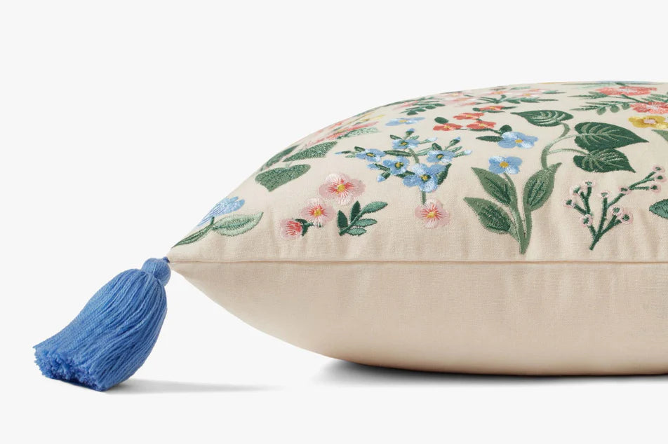 Mayfair Cream Botanical 18x18" Embroidered Pillow