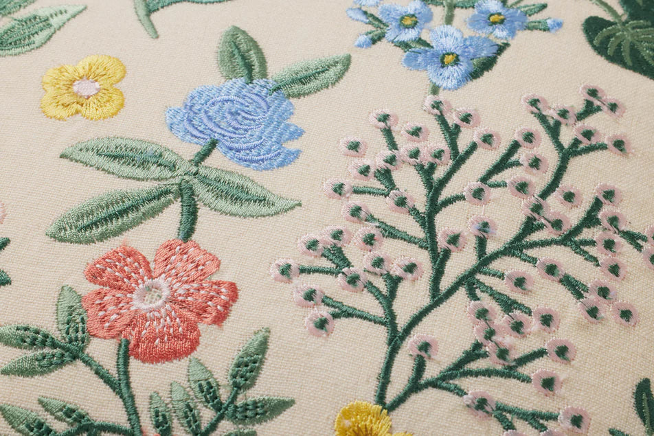 Mayfair Cream Botanical 18x18" Embroidered Pillow