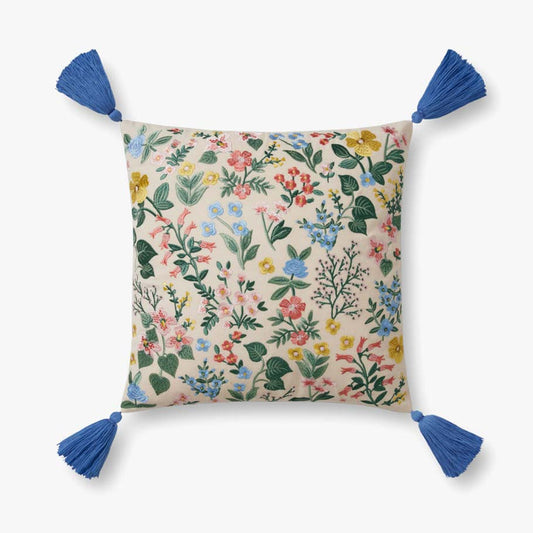 Mayfair Cream Botanical 18x18" Embroidered Pillow