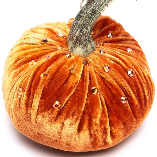 4" Velvet Pumpkin with Crystals