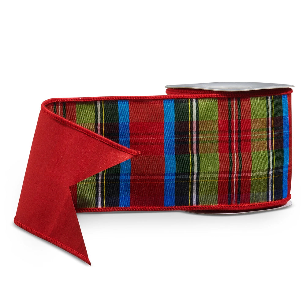 4" X 10 Yds Plaid Wired Ribbon