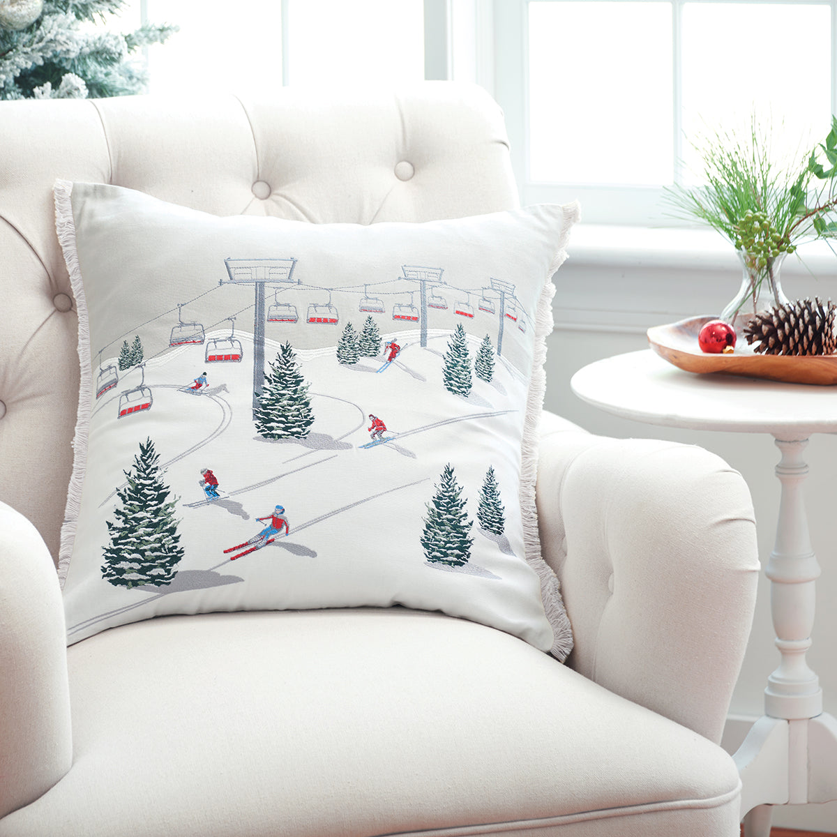 Winter Slopeside Indoor Pillow, 20x20"