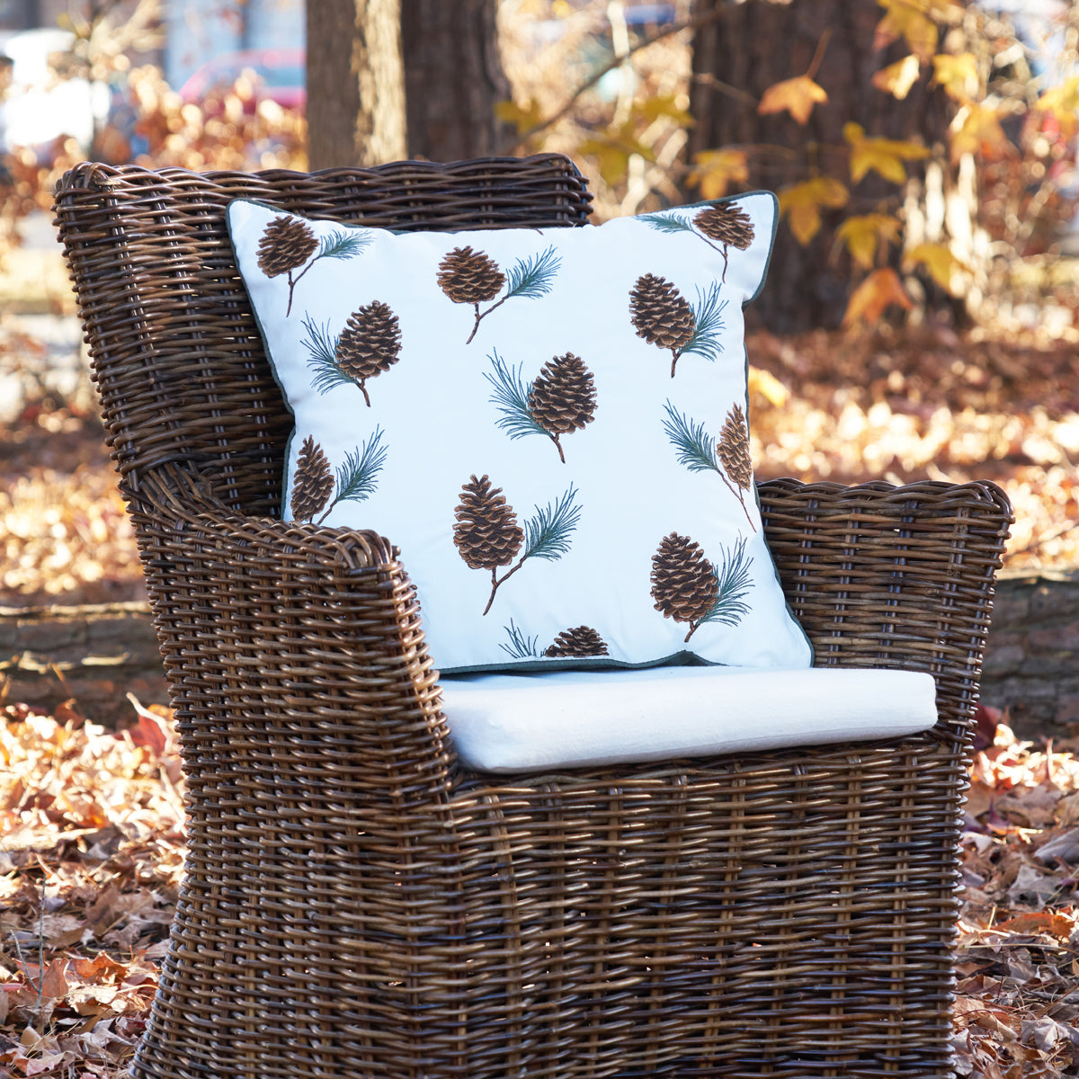 Pinecones & Branches Pattern Pillow, 20x20"