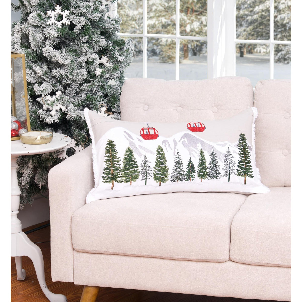Ski Lift Indoor Lumbar Pillow, 14x26"