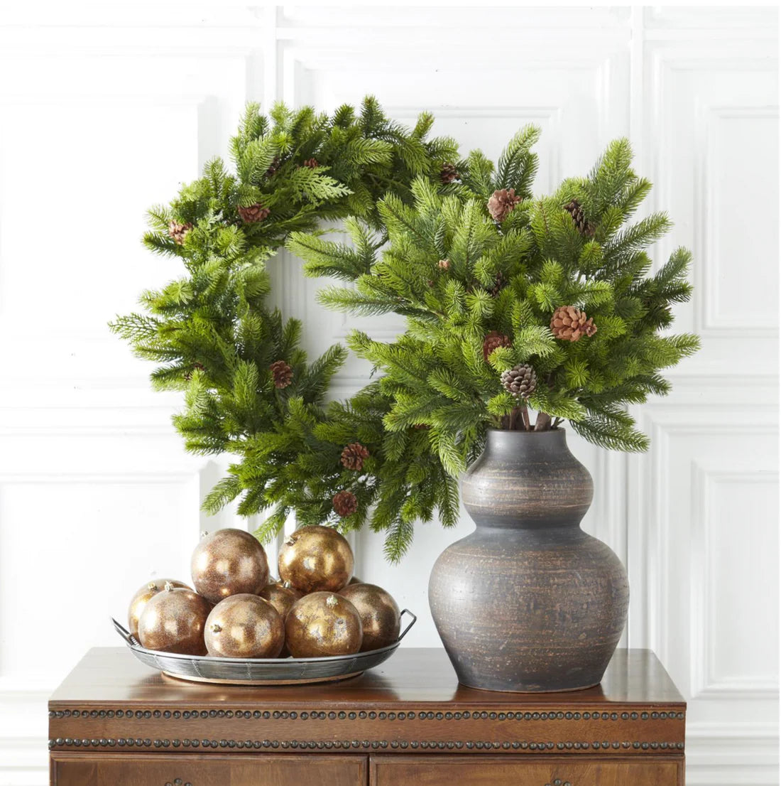 40" Real Touch Fir & Cypress Pine Branch w/Pinecones