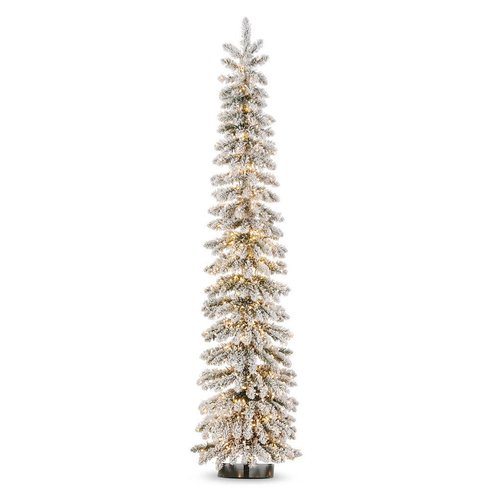 6 ' Pre-Lit Flocked Pencil Scotch Pine Tree