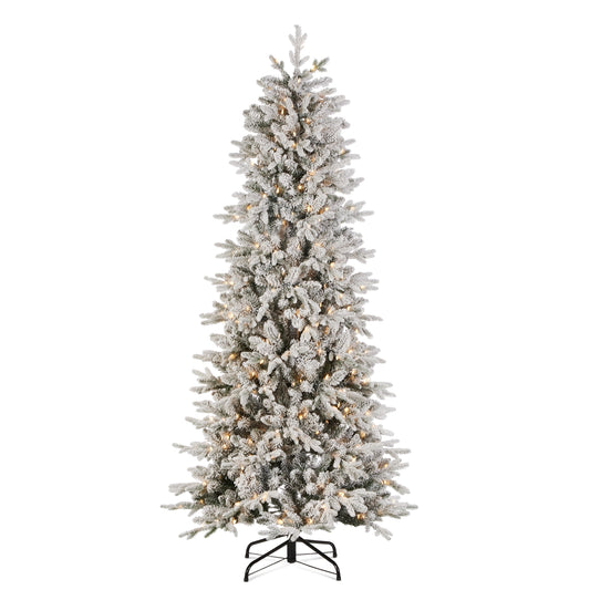 7.5' Pre-Lit Slim Flocked Noble Fir Tree
