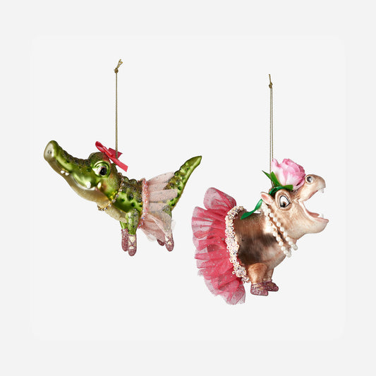 5.5" Glass Hippo Ornament