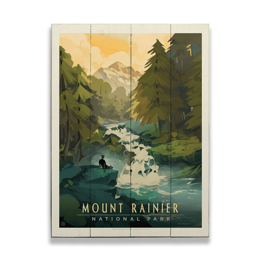 Mount Rainer National Park: Streamside Meditation - Wood Wall Art