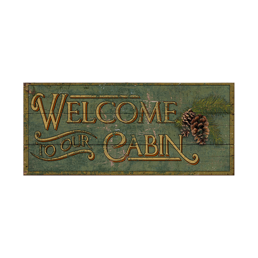 Cabin Welcome, 36x14