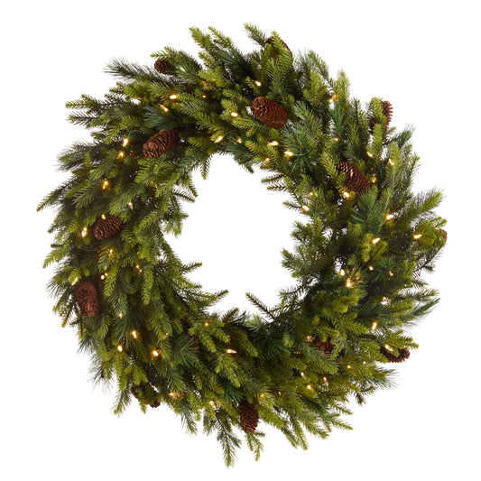 30" Pre-Lit Douglas Fir Pinecone Wreath