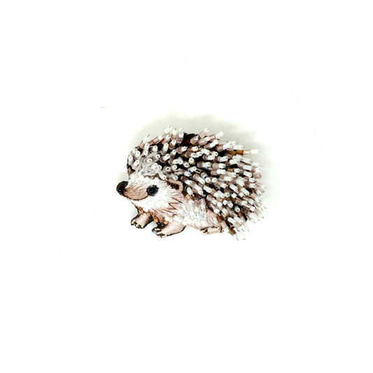 White Hedgehog Brooch Pin