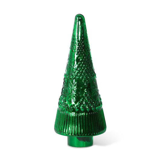 18" Festive Green Glass Lighted Christmas Tree