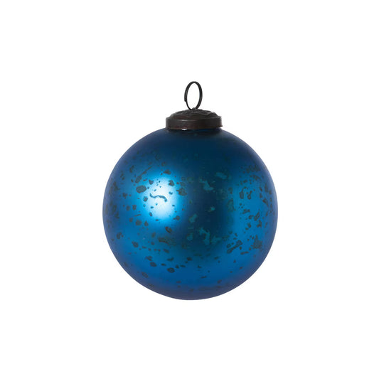 4.75" Antique Matte Blue Glass Ball Ornament