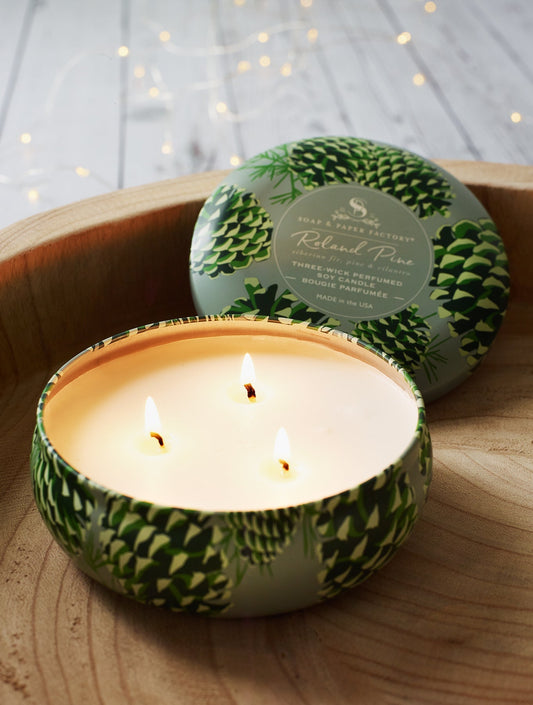Roland Pine 3-Wick Tin Candle, 13 Oz.