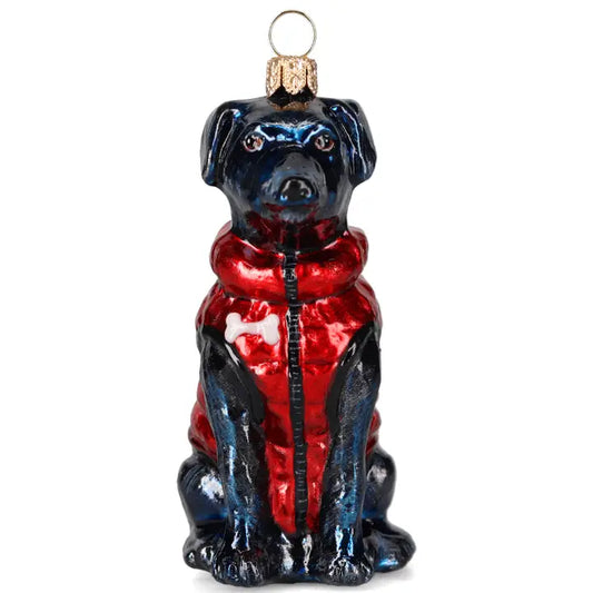 Black Lab in Puffer Coat Ornament