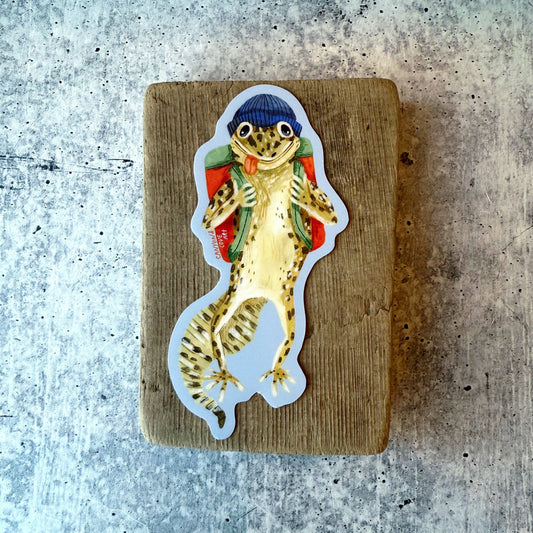 Hiking Gecko Sticker
