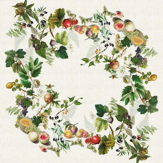 61" Abondance D'Automne Naturel Tablecloth , Cotton-Linen Blend