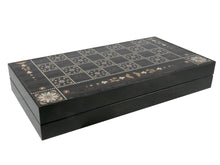 Load image into Gallery viewer, Backgammon - Floral on Wood w- Chess Board
