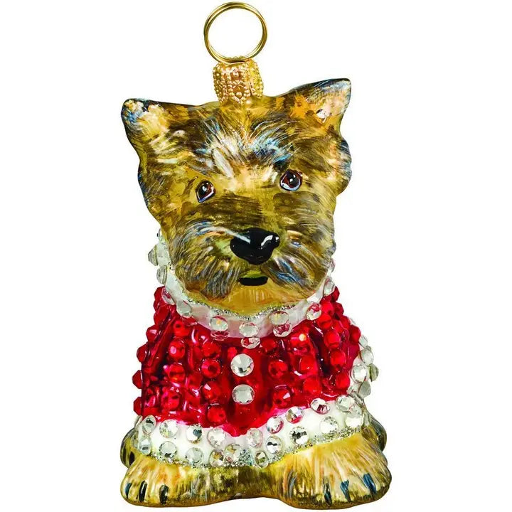 Yorkie Puppy in Full Crystal Coat Ornament