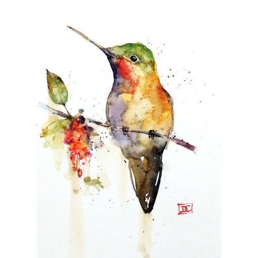 Hummingbird on Branch Card, 5x7